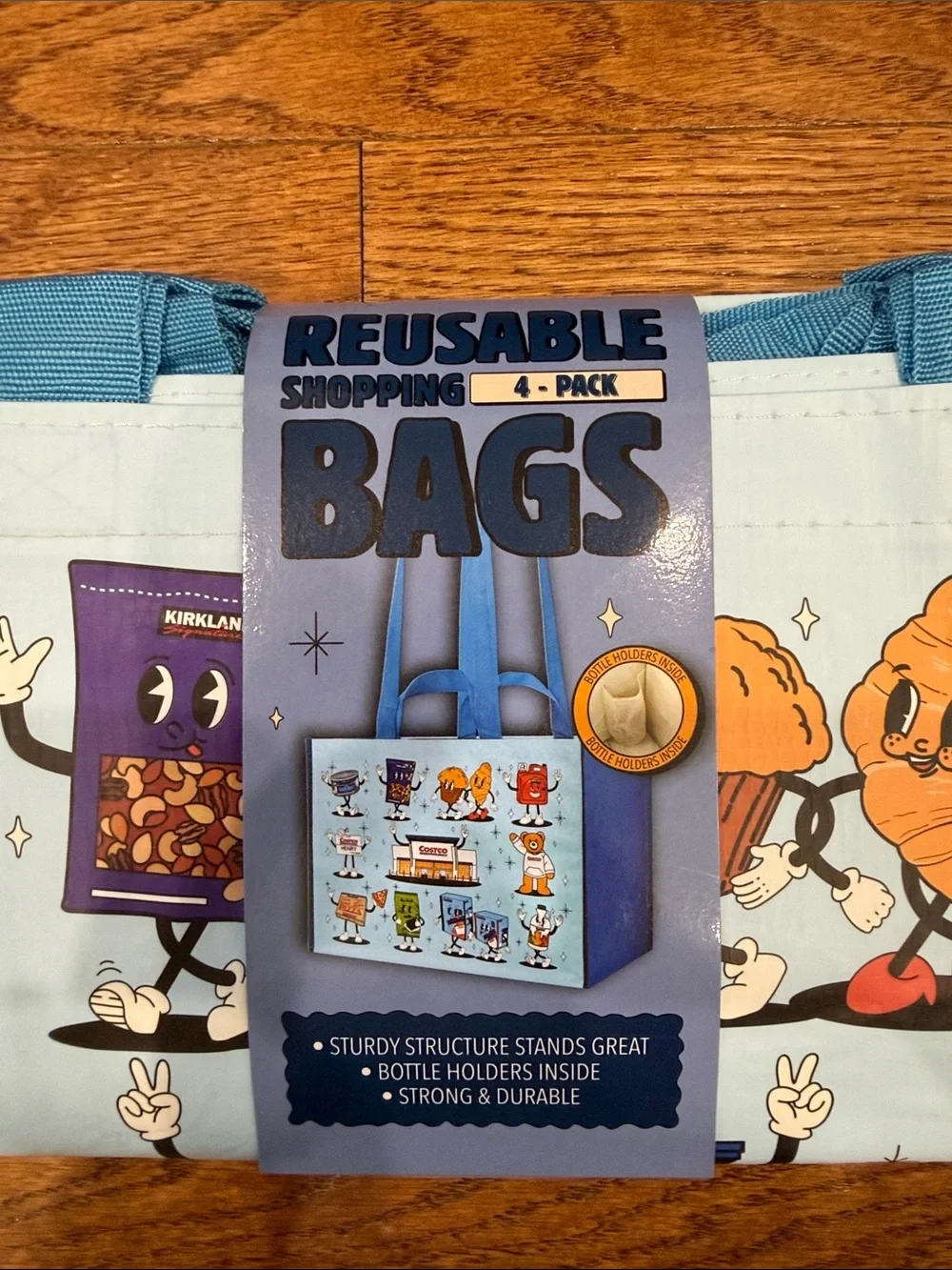 NWT Reusable Light Blue Costco Grocery Bags - Pack of 4